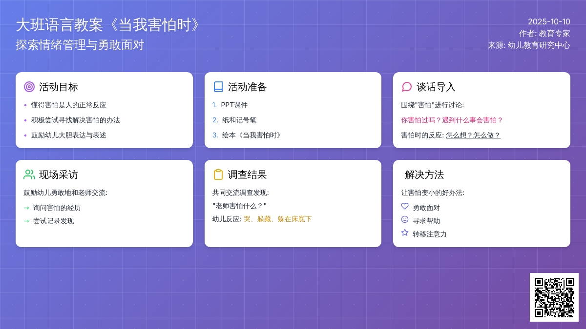 大班语言活动《当我害怕时》
