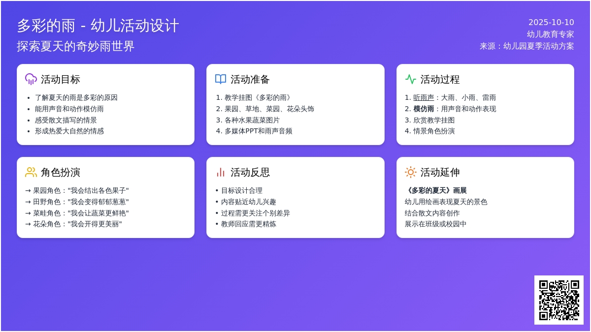 幼儿园大班语言活动教案：夏天的雨 多彩的雨