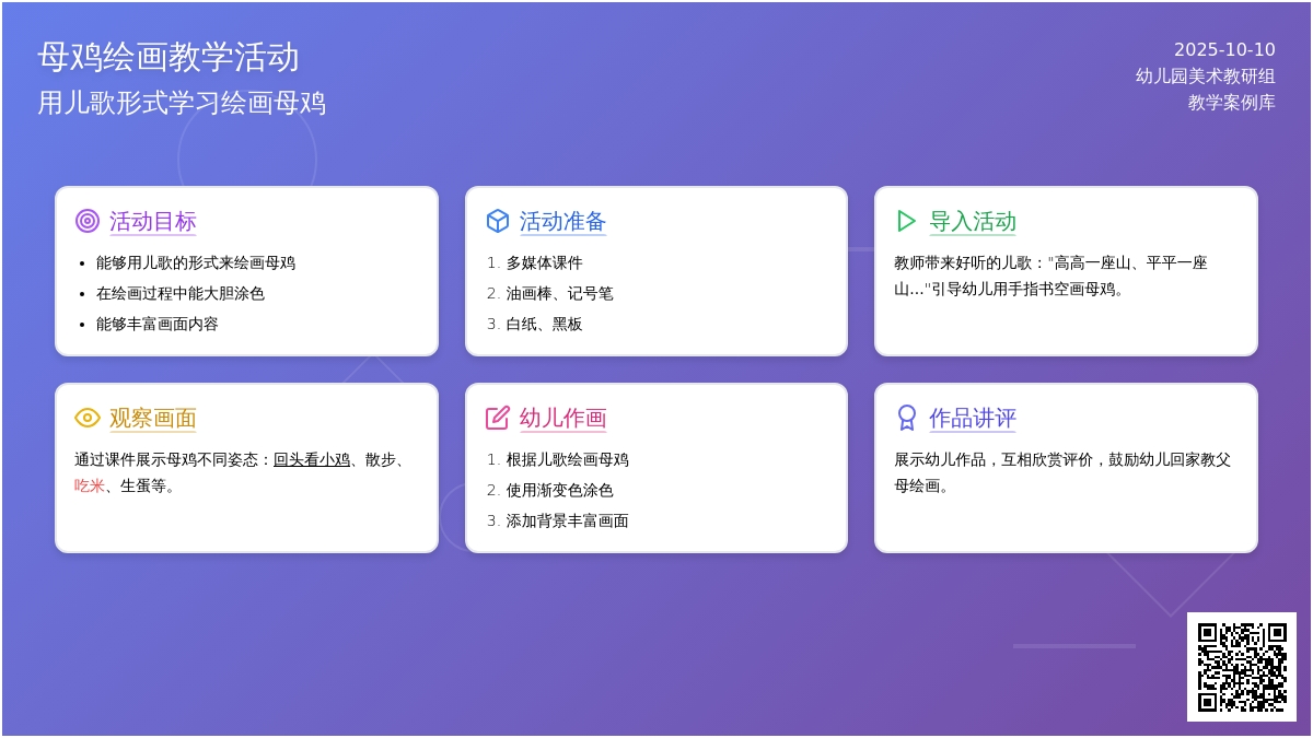 幼儿园大班美术：绘画――母鸡（绘画儿歌）