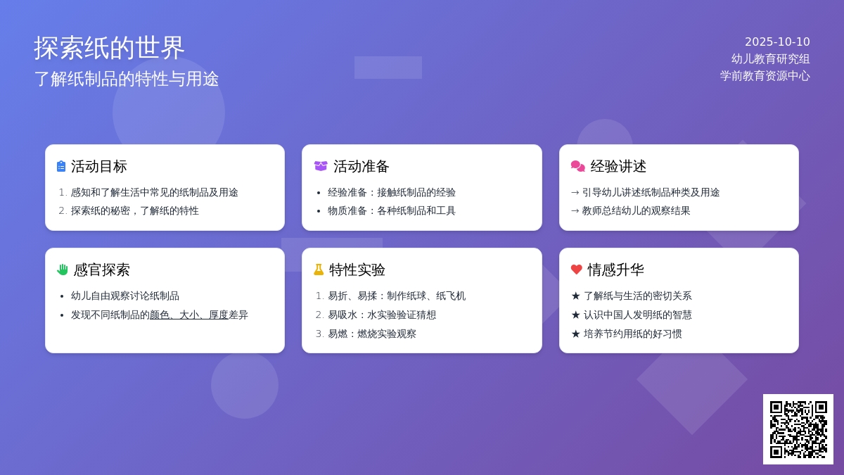 大班科学活动：各种各样的纸