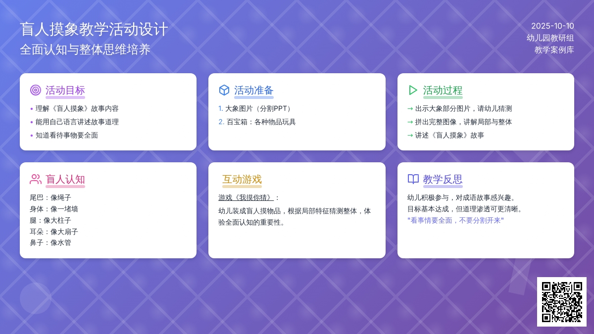 大班语言活动教案【盲人摸象】