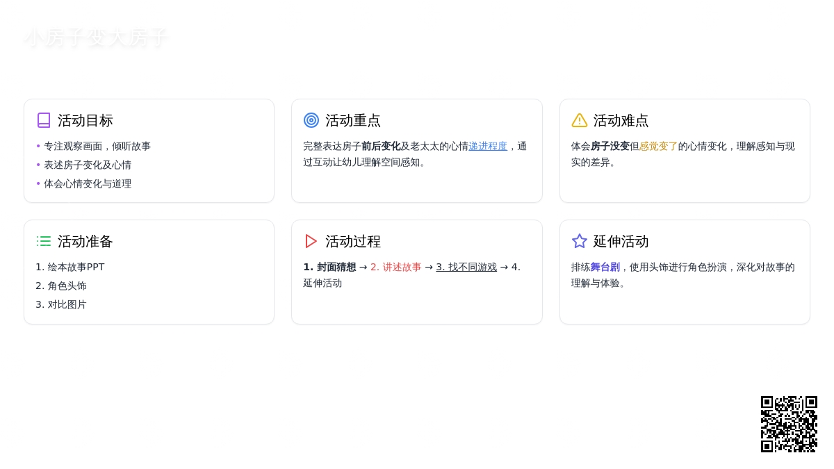 幼儿园大班绘本教案：小房子变大房子