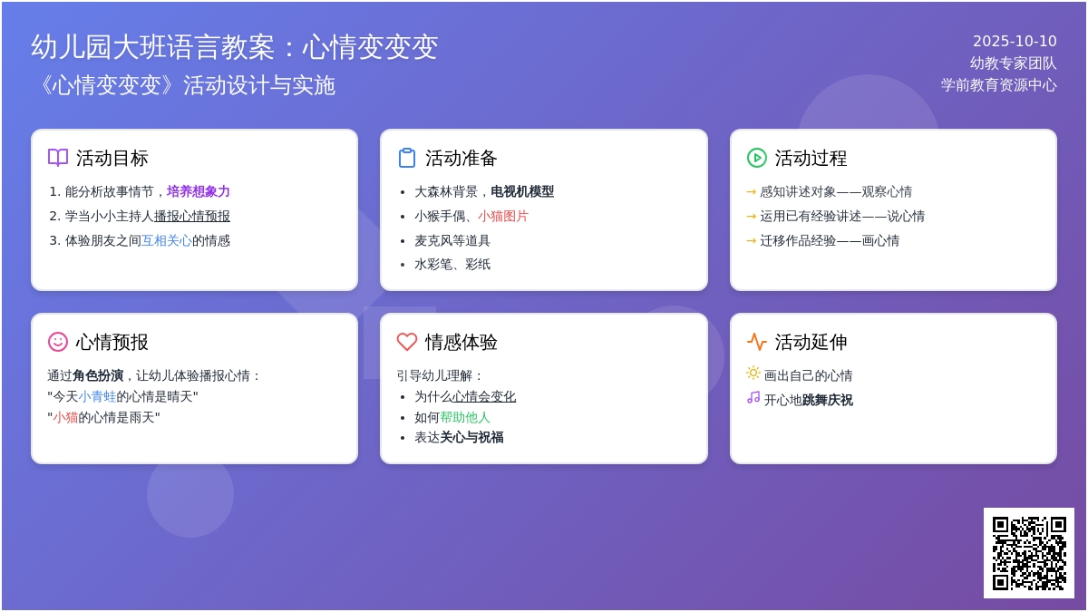 大班语言《心情变变变》