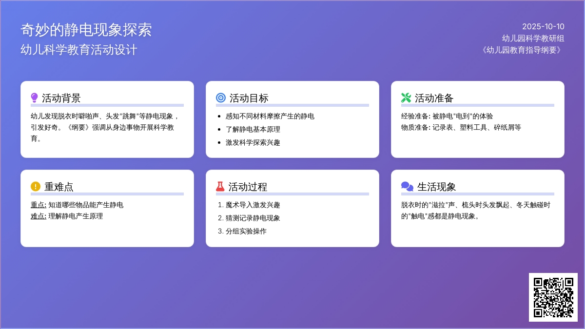 大班科学领域活动《奇妙的静电》