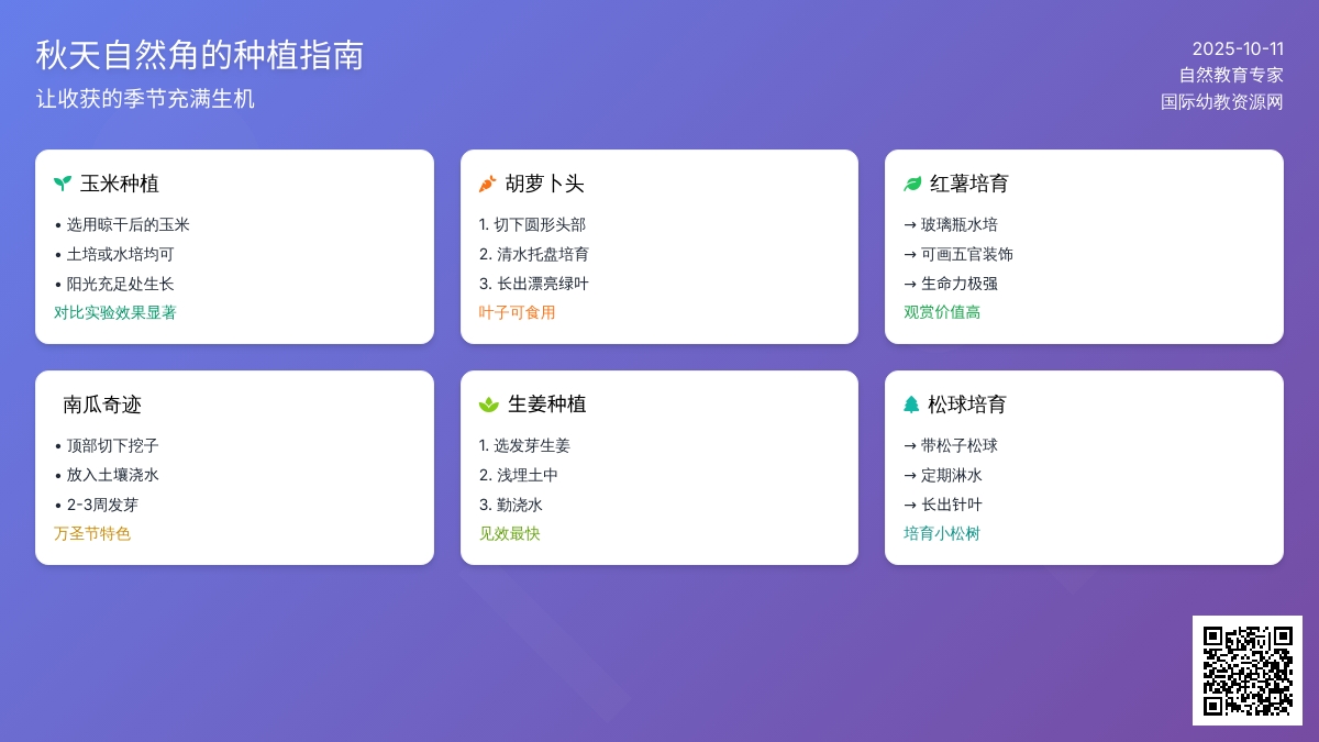 自然角 | 秋天种点啥？玉米、红薯和松球…丰收果实齐上阵！
