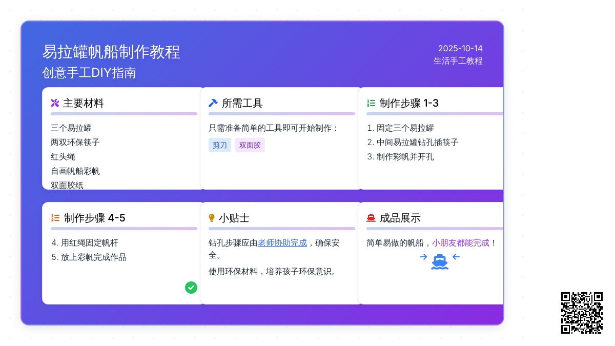 用易拉罐手工制作一只帆船