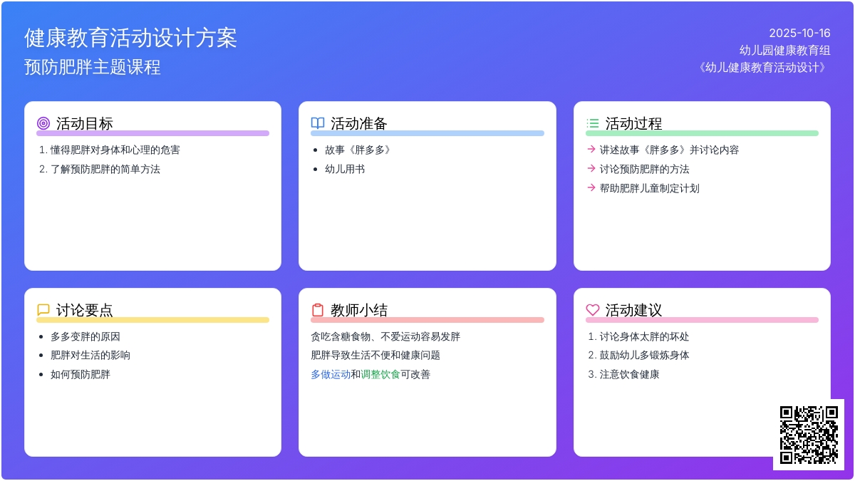 幼儿园大班健康活动：胖多多