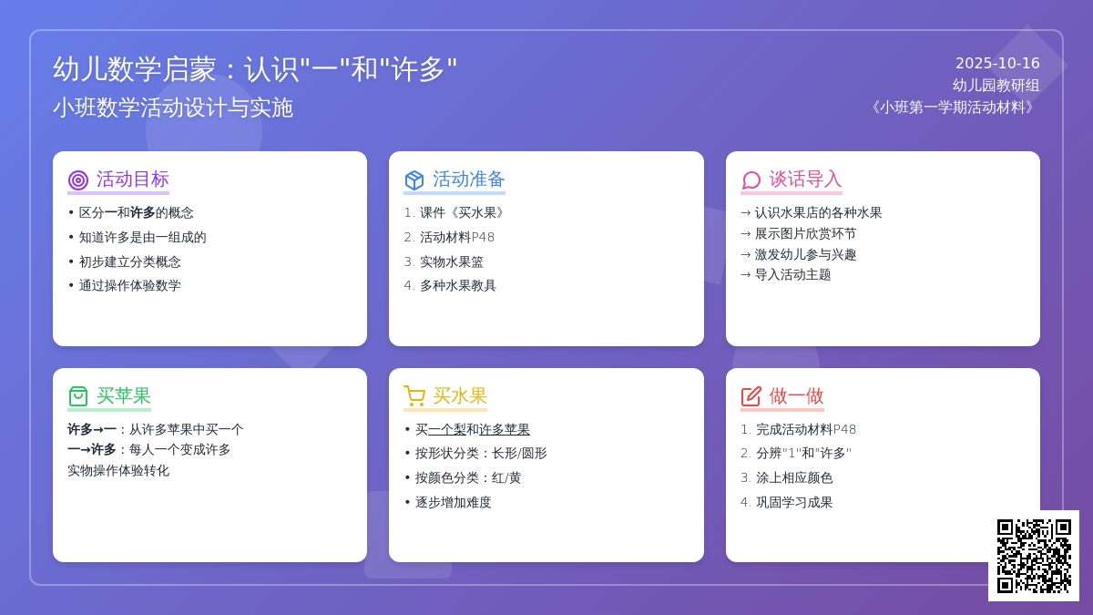 幼儿园小班数学活动：买水果