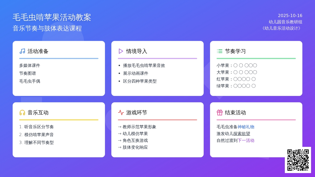 中班音乐教案：毛毛虫啃苹果