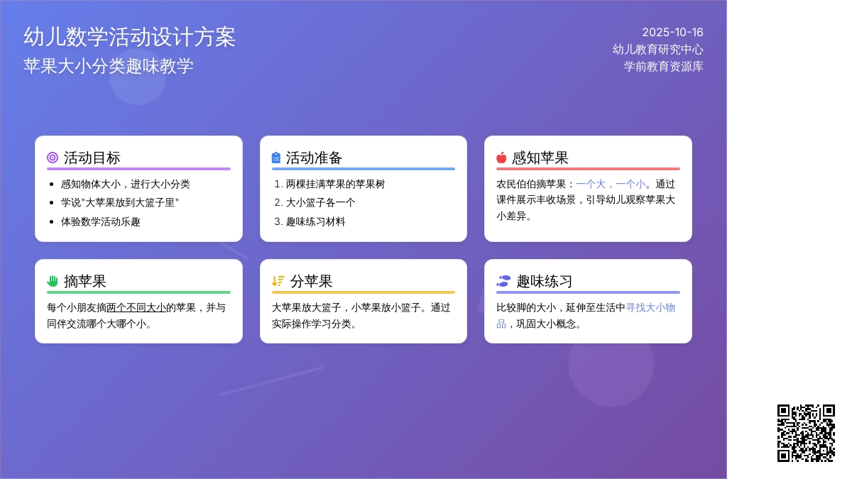 小班数学教案：摘苹果-按大小分类