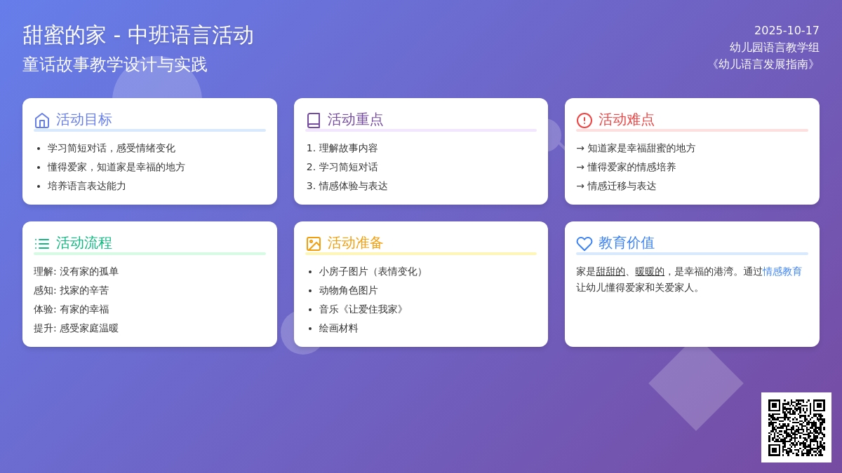 中班语言教案:《甜蜜的家》