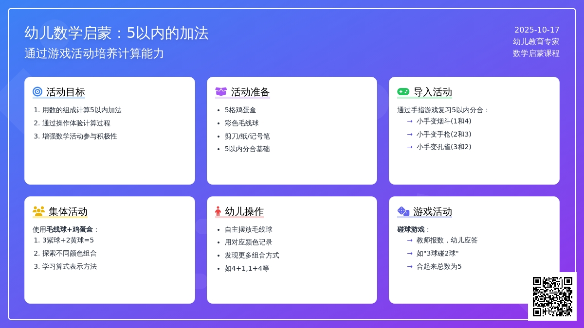 【原创】中班数学活动:5以内的加法 【原创】中班数学活动:5以内的加法