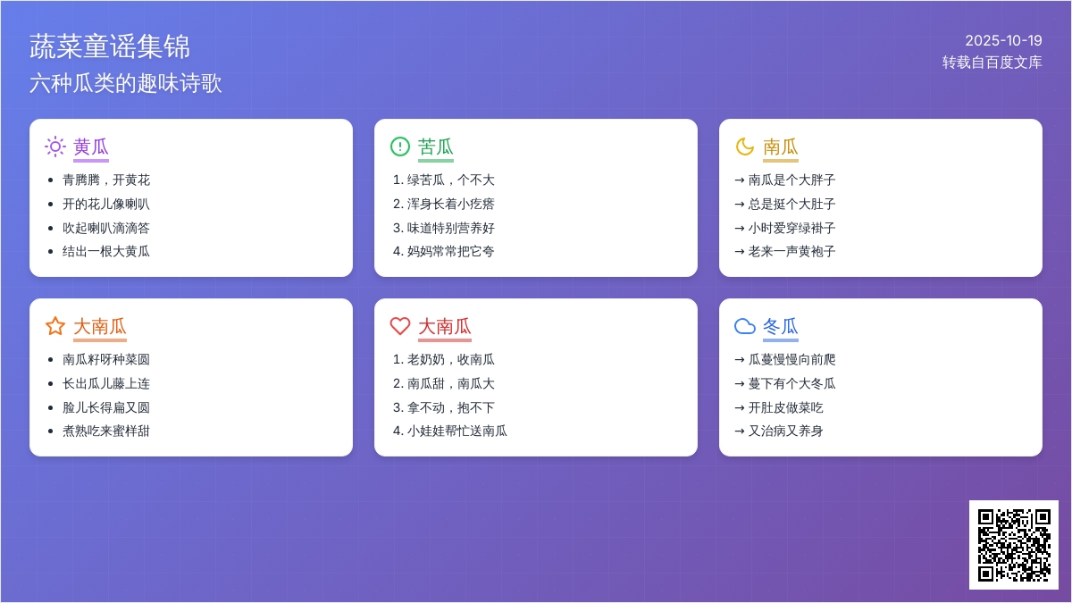 瓜类蔬菜儿歌