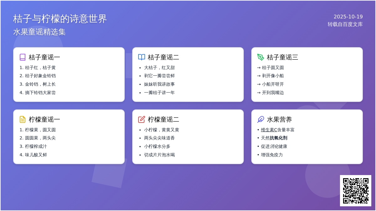 柑橘类水果儿歌