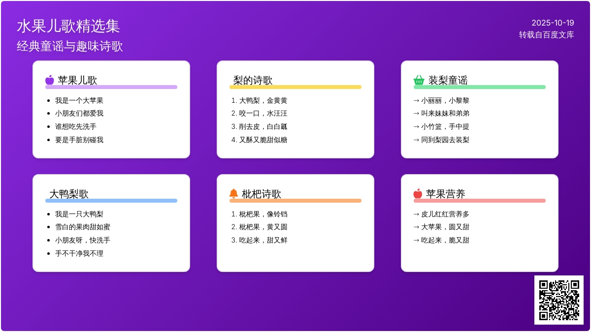 仁果类水果儿歌