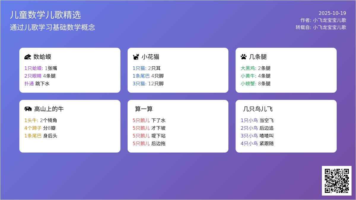 趣味动物儿歌--算一算