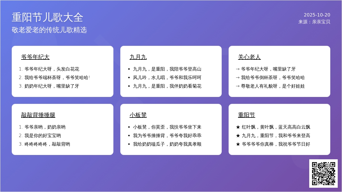节日素材 | 重阳节儿歌大全，简笔画参考
