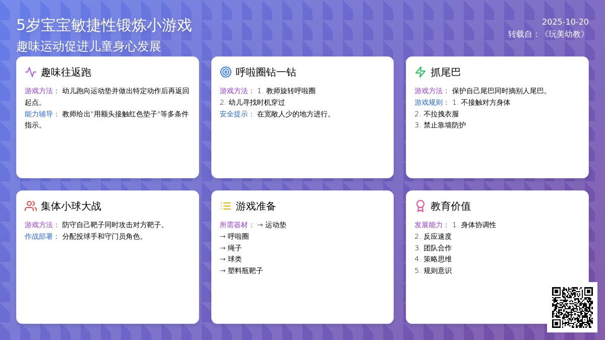 体育课游戏 | 5岁孩子敏捷性锻炼小游戏