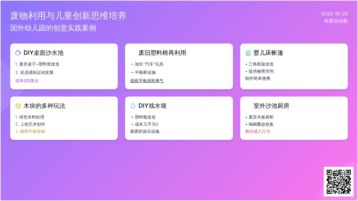 户外游戏 | 看国外幼儿园如何利用废物改造户外游戏