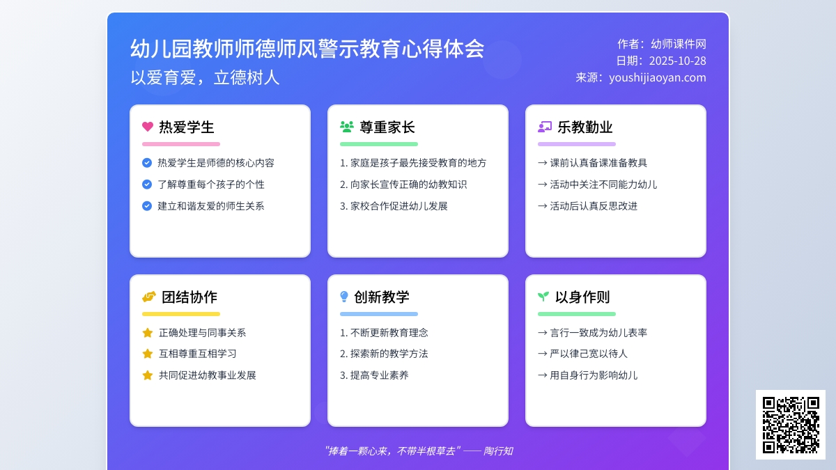 幼儿园教师师德师风警示教育心得体会 【荐】 幼儿园教师师德师风警示教育心得体会 【荐】