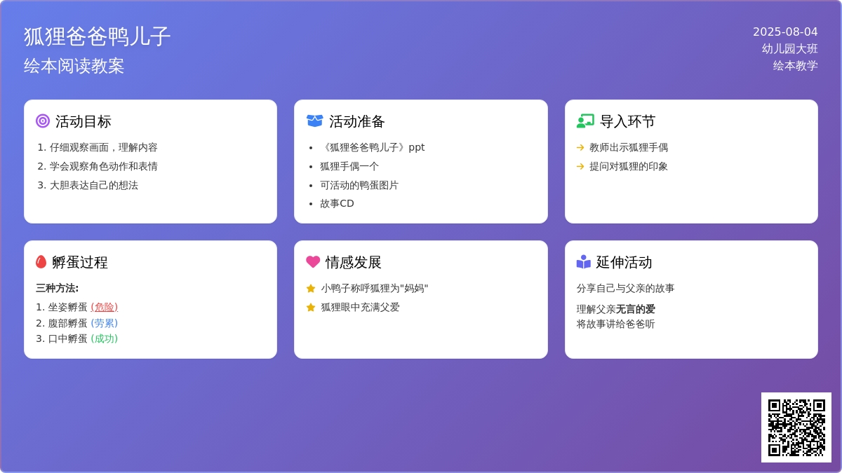 幼儿园大班绘本阅读教案：《狐狸爸爸鸭儿子》下载