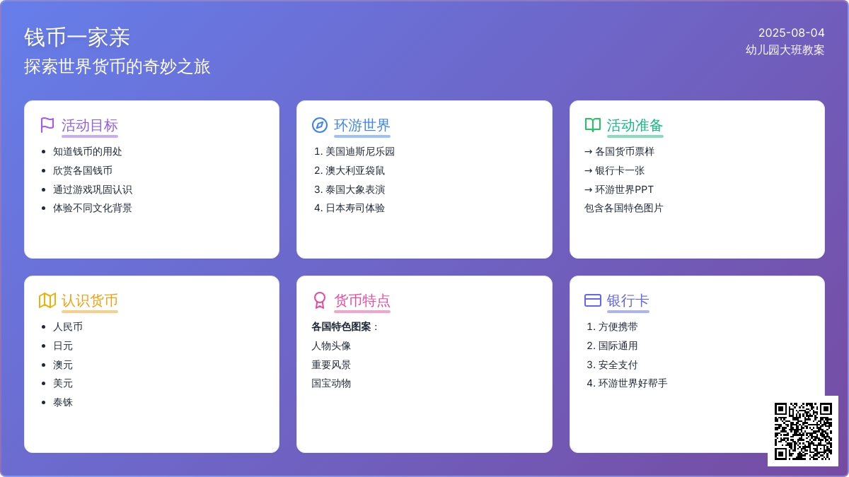 幼儿园大班教案：钱币一家亲