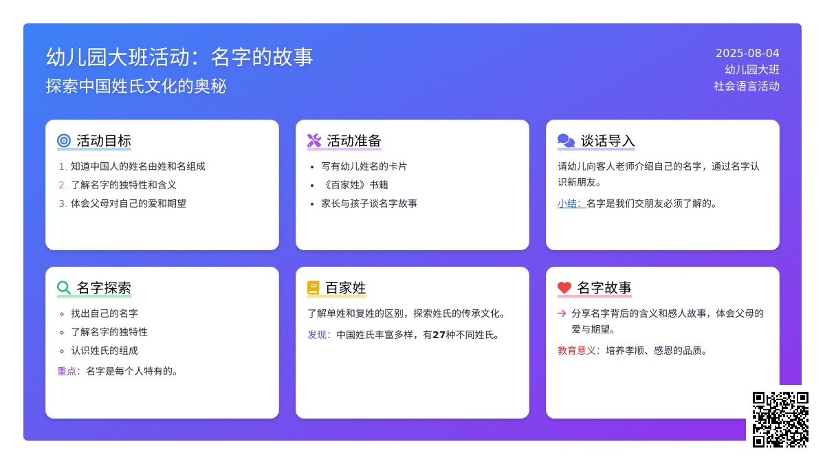 幼儿园大班活动：名字的故事