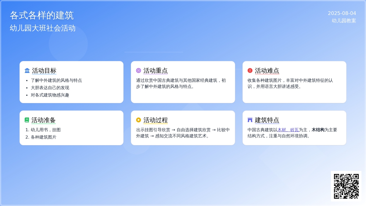 幼儿园大班社会活动：各式各样的建筑