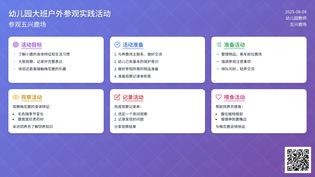 幼儿园大班户外参观实践活动：参观五兴鹿场