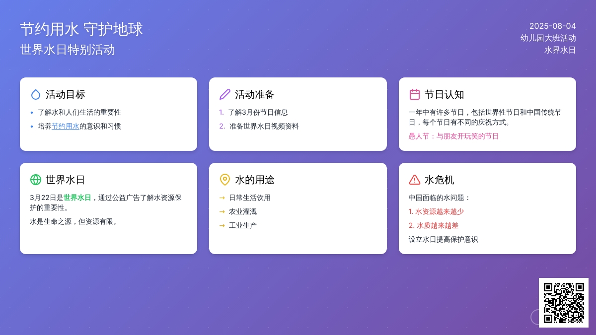 幼儿园大班活动：水界水日