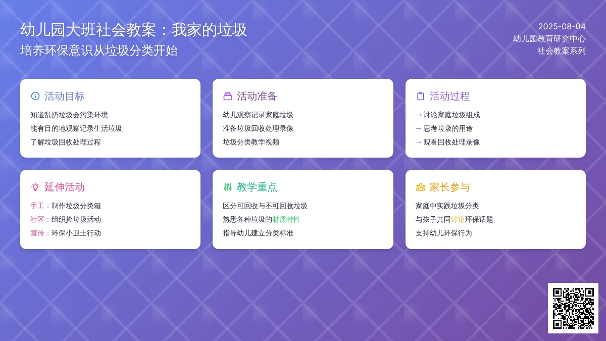 幼儿园大班社会教案：我家的垃圾
