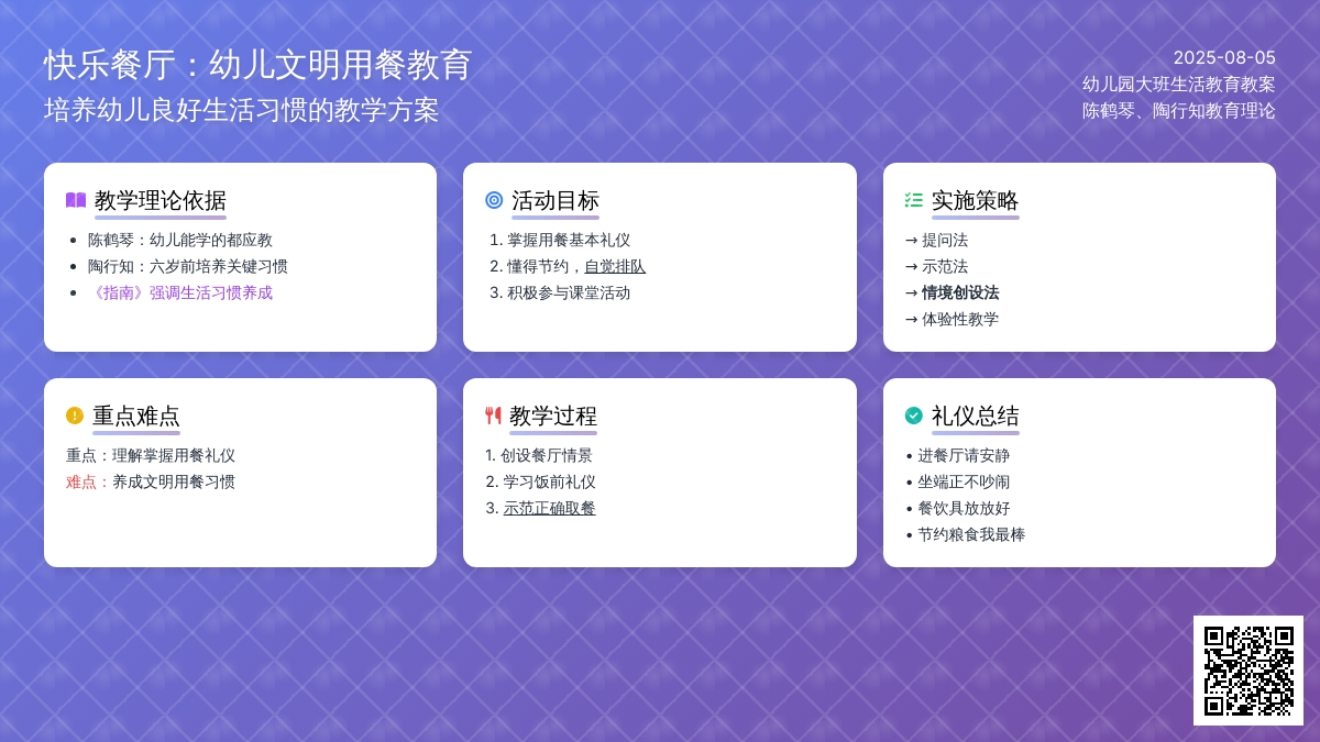 幼儿园大班生活教育教案：快乐餐厅