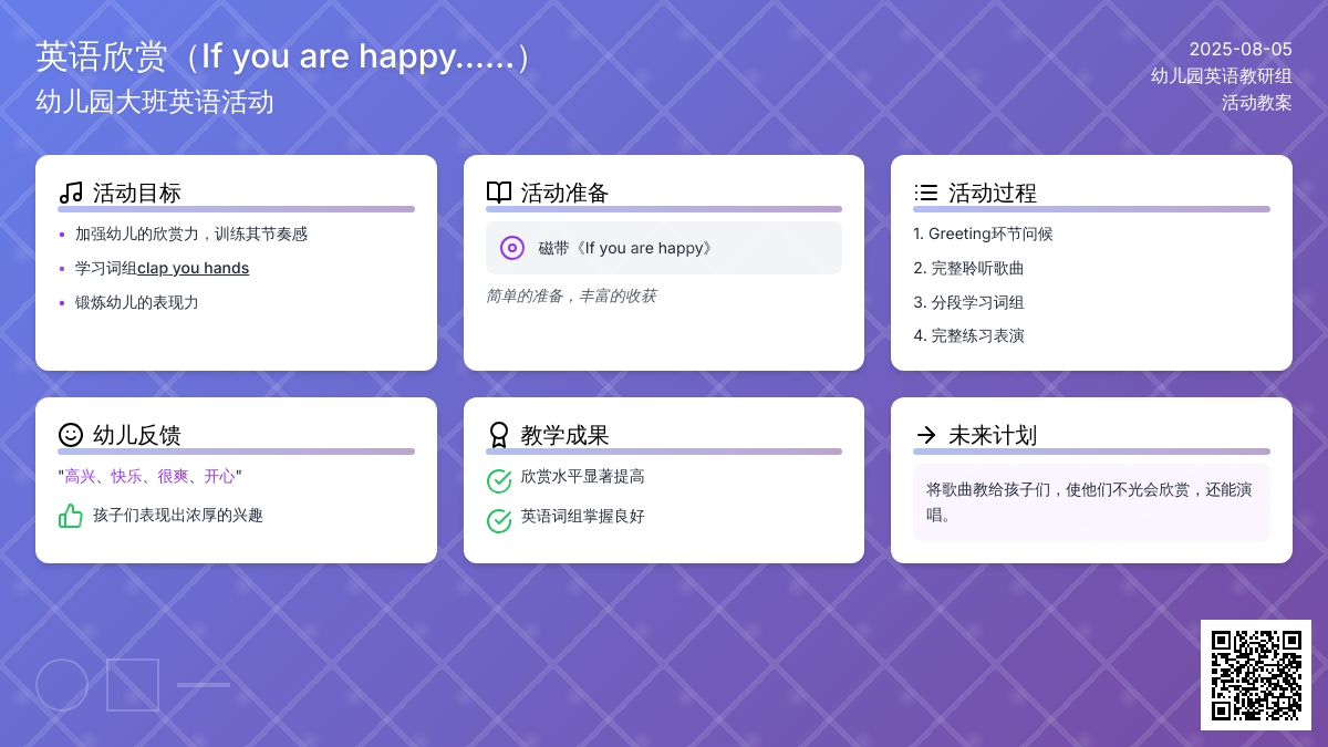 幼儿园大班英语：If you are happy