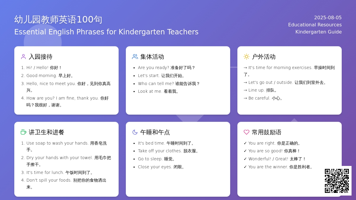 幼儿英语：幼儿园教师英语100句