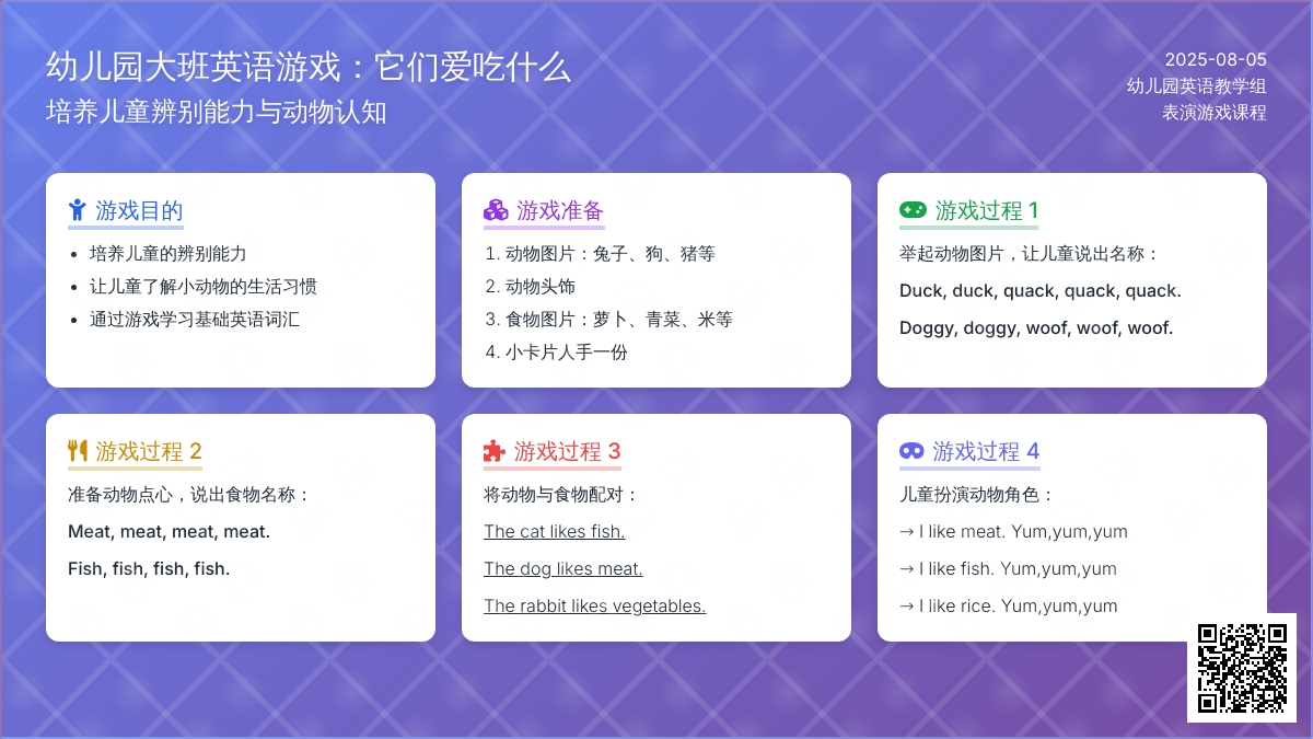 幼儿园大班英语游戏：它们爱吃什么