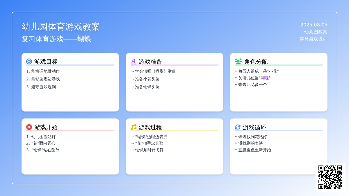 幼儿园体育游戏教案：复习体育游戏――蝴蝶