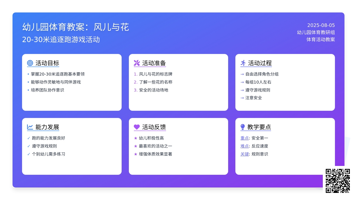 幼儿园体育教案：风儿与花