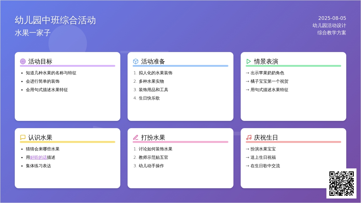 幼儿园中班综合活动：水果一家子