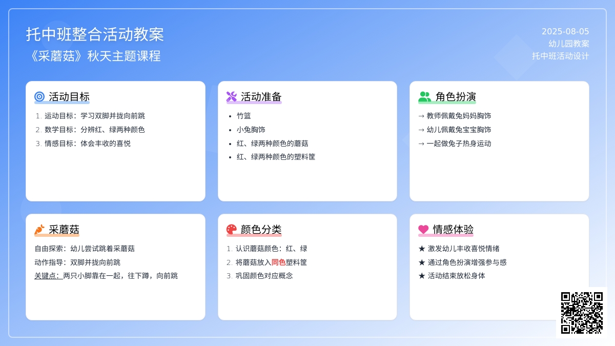 托中班整合活动教案《采蘑菇》