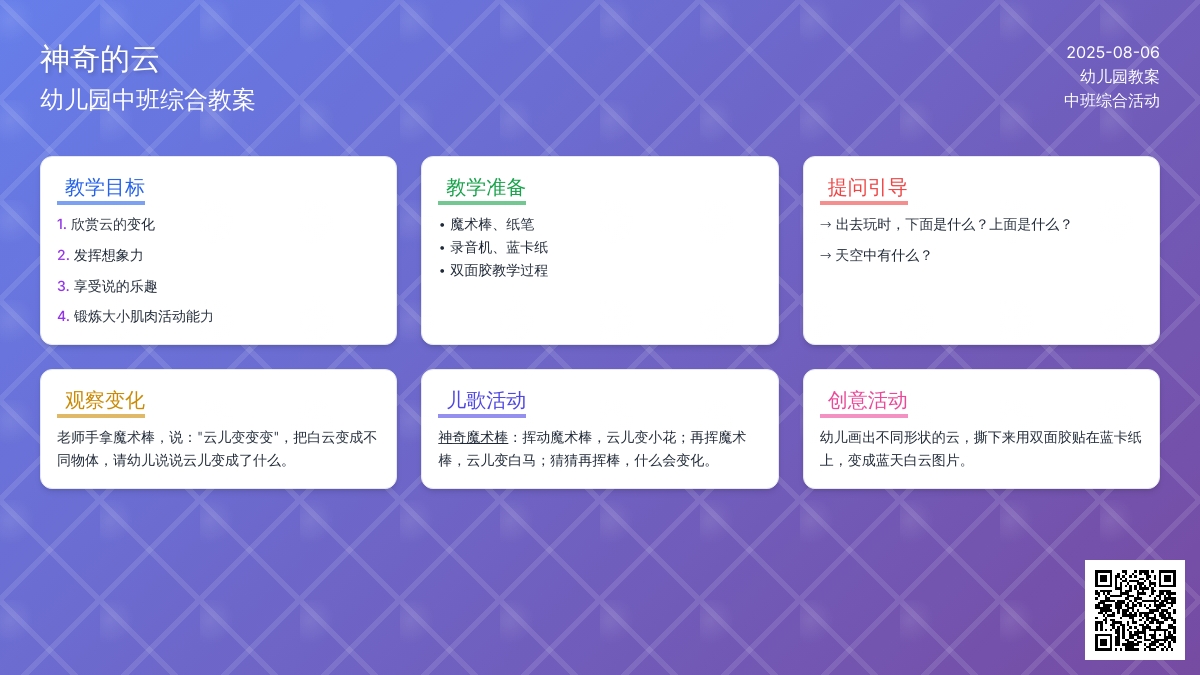 幼儿园中班综合教案：神奇的云