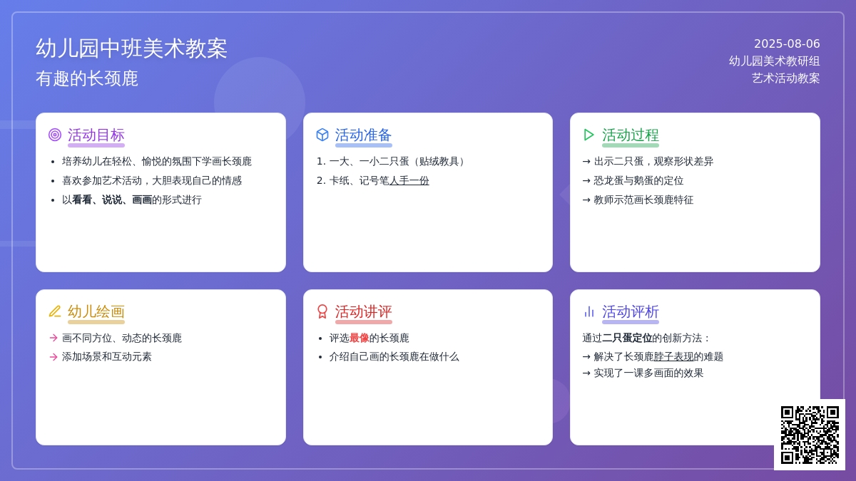 幼儿园中班美术教案：有趣的长颈鹿
