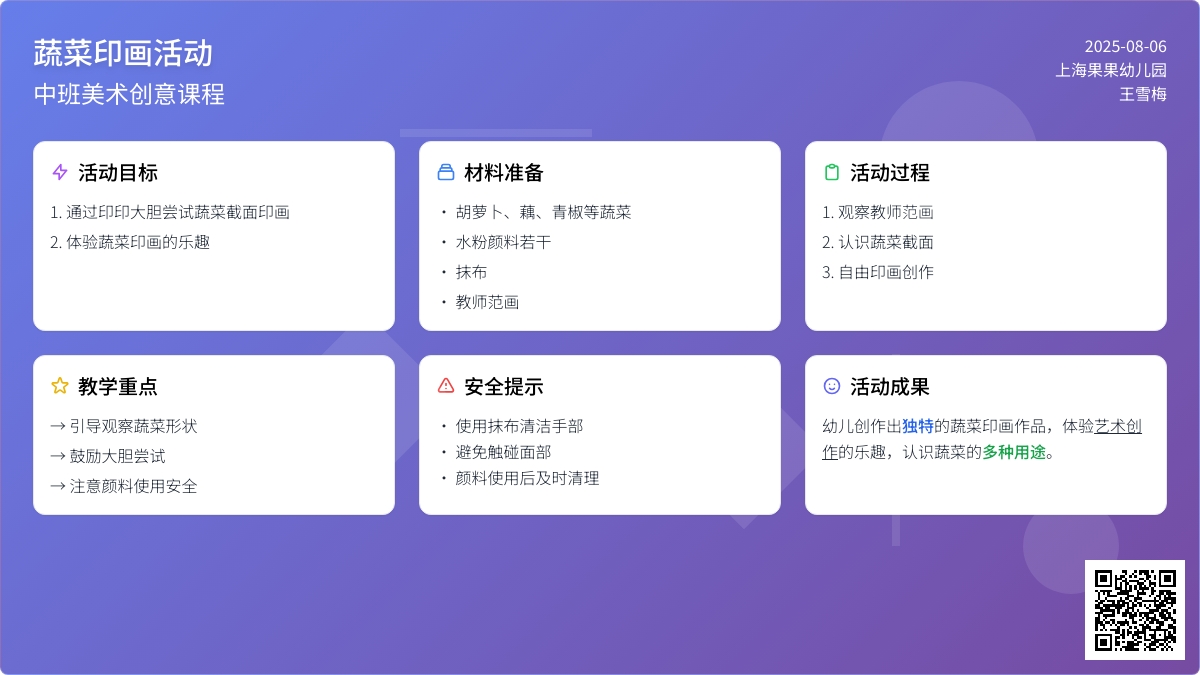 中班美术：蔬菜印画