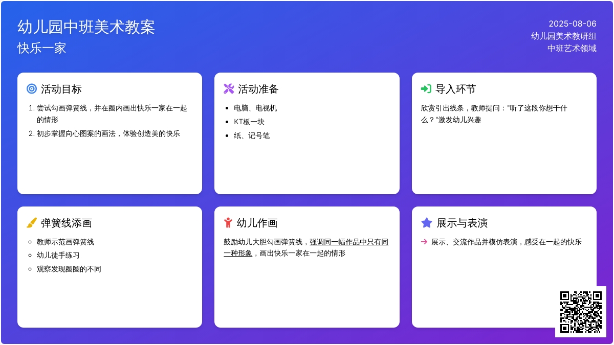 幼儿园中班美术教案：快乐一家