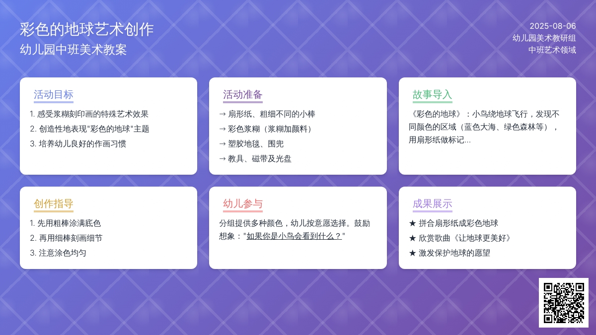 幼儿园中班美术教案：彩色的地球