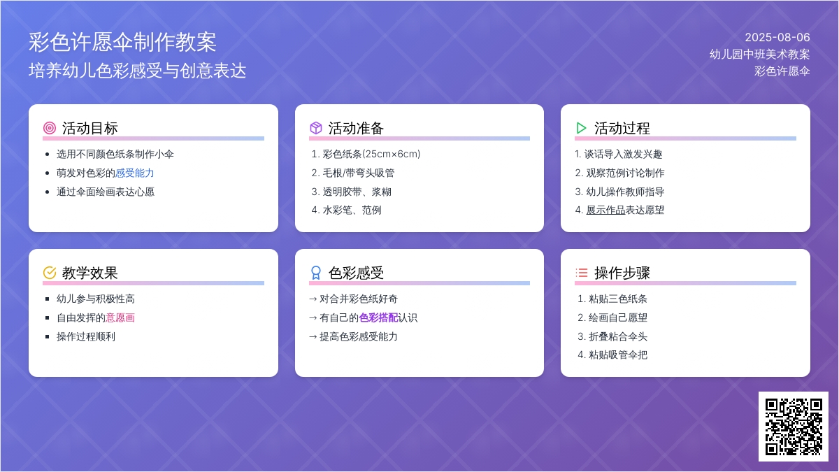 幼儿园中班美术教案：彩色许愿伞