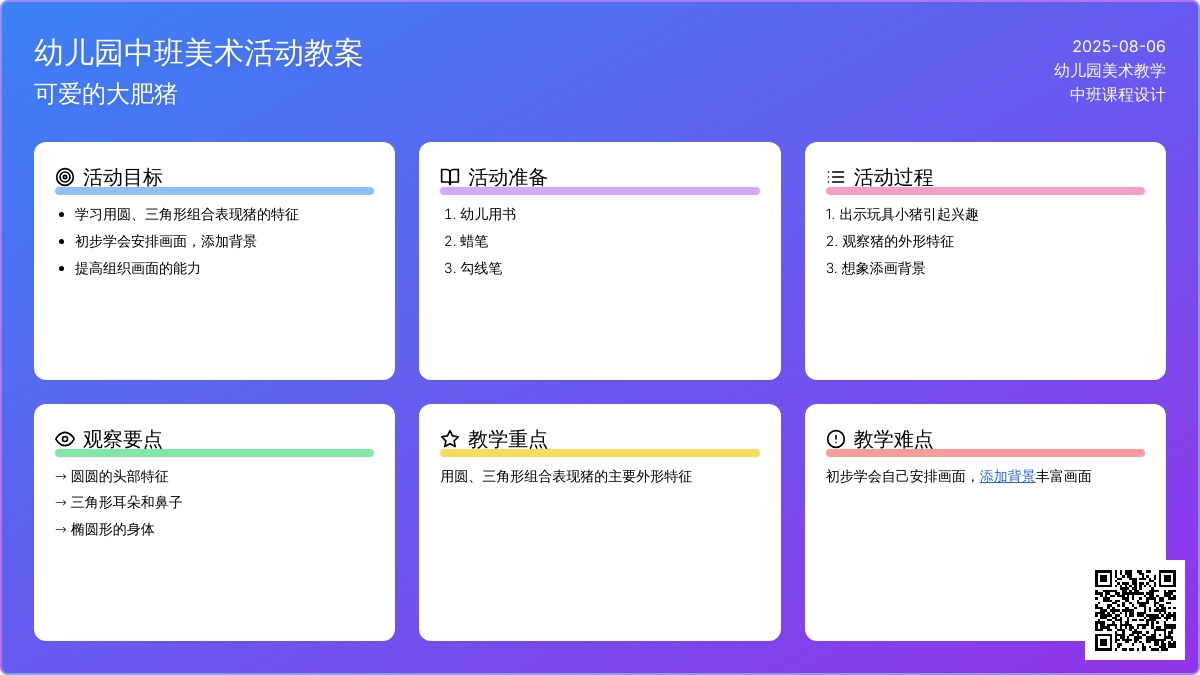 幼儿园中班美术活动教案：可爱的大肥猪
