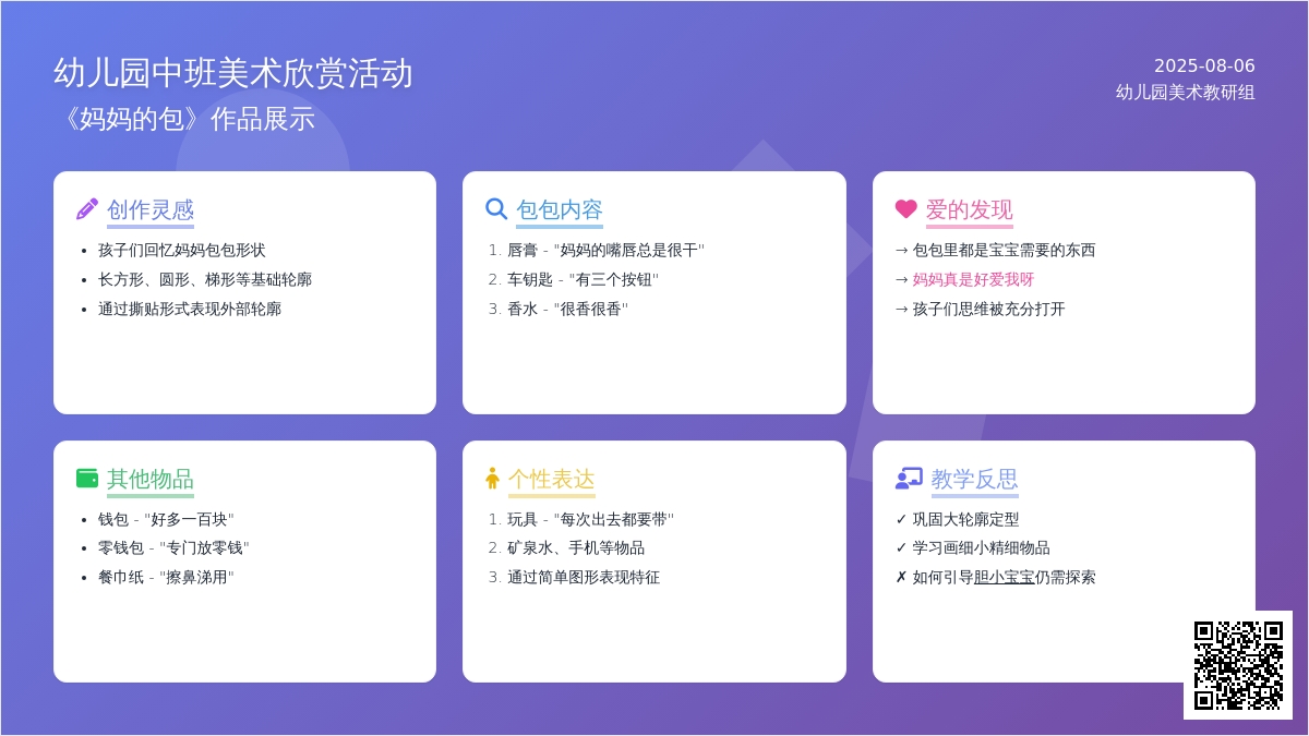幼儿园中班美术欣赏活动《妈妈的包》