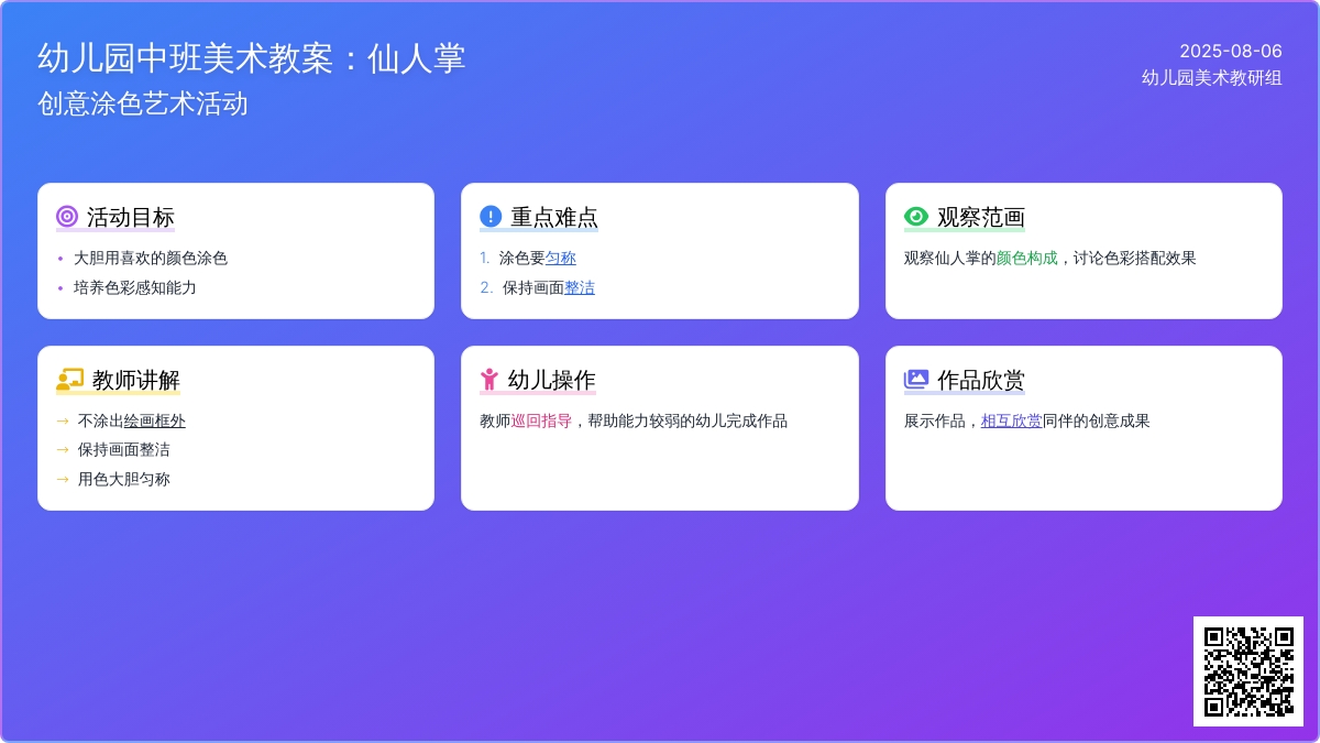 幼儿园中班美术教案：仙人掌（二）