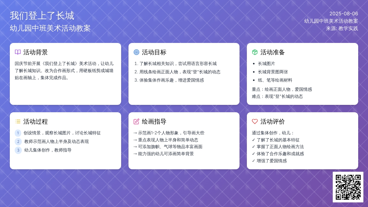 幼儿园中班美术活动教案：我们登上了长城