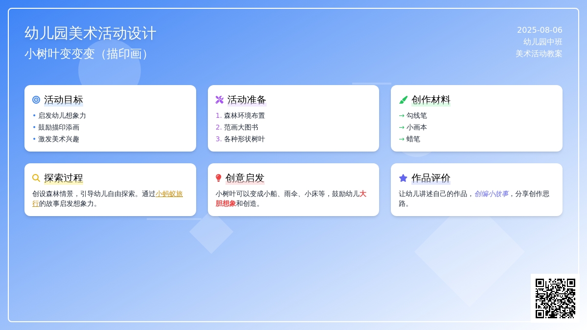幼儿园中班美术活动：小树叶变变变（描印画）